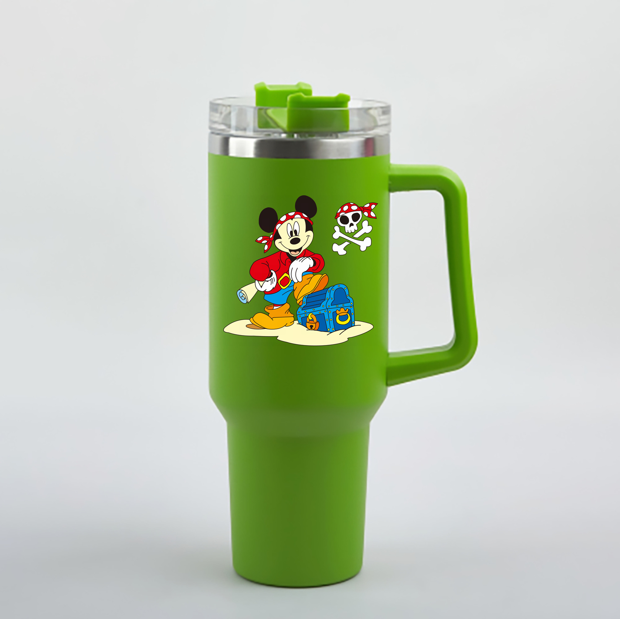 （画像用） ミッキーマウス Mickey Mouse 1200mL車用タンブラー - クリスタルステッカー（プラスチックストロー付き）